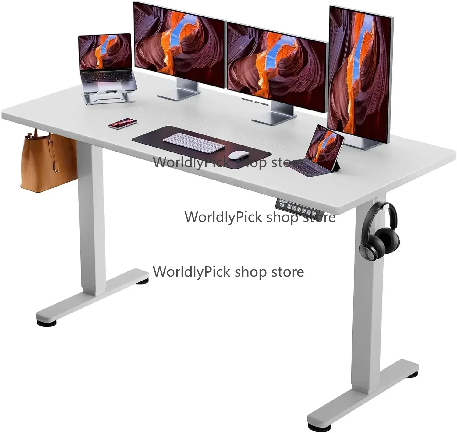 ErGear Height Adjustable Electric Standing Desk, 63 x 28 Inches Sit Stand up Desk, Memory Computer Home Office Desk (White)