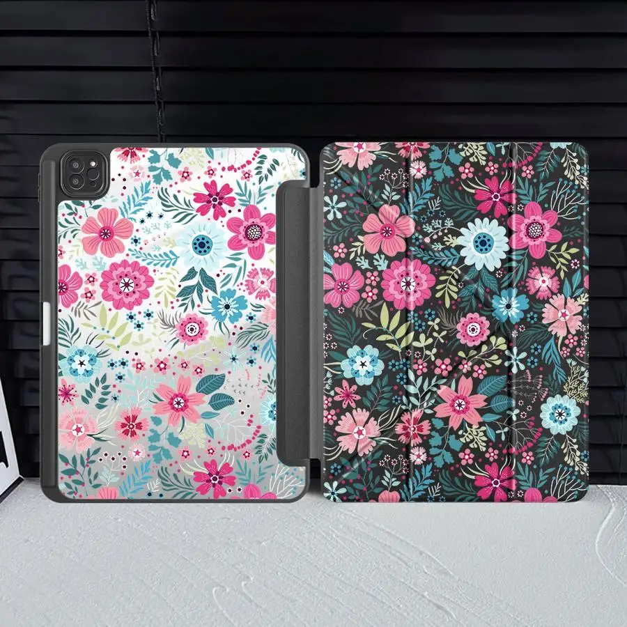 Watercolor Floral Tablet Case For iPad Pro 2025 Pro 11 10 9 8 7 th 12.9inch Mini 6 7 Air 4 5 M3 M2 M4 11inch Holder Cover