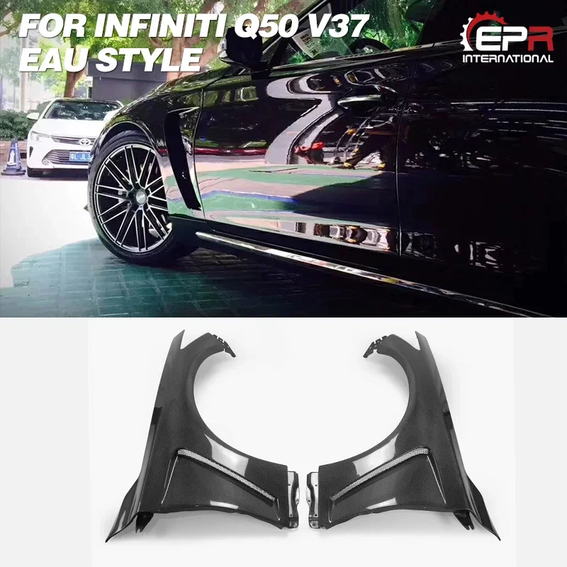 

For Infiniti Q50 Carbon Fiber EAU Style Auto Body Kit Front Vented Racing Arch Trim Fender Carbon Fiber Wheel Flare Car-styling