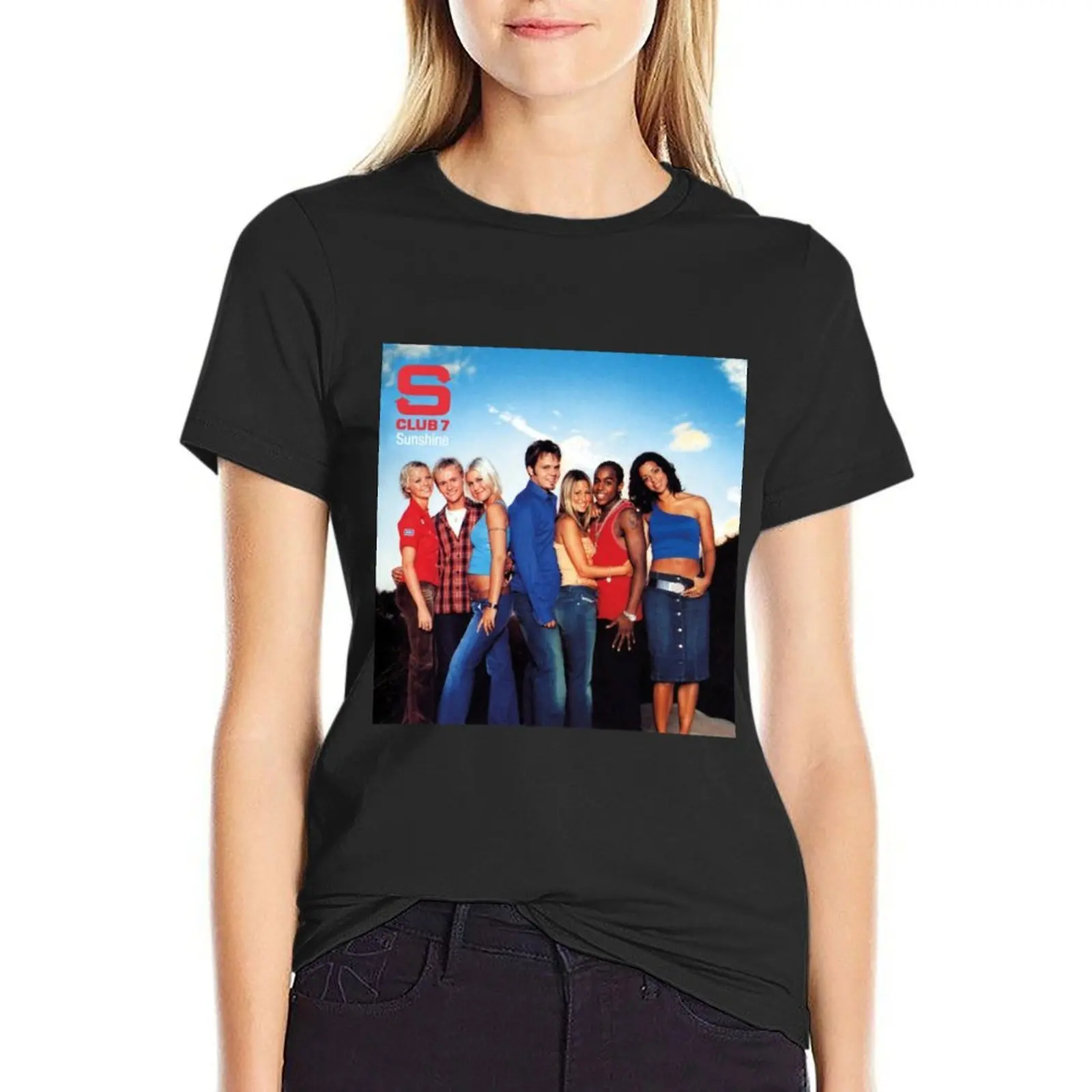 

S Club 7 Sticker T-Shirt plain Female clothing blanks clothes for Women