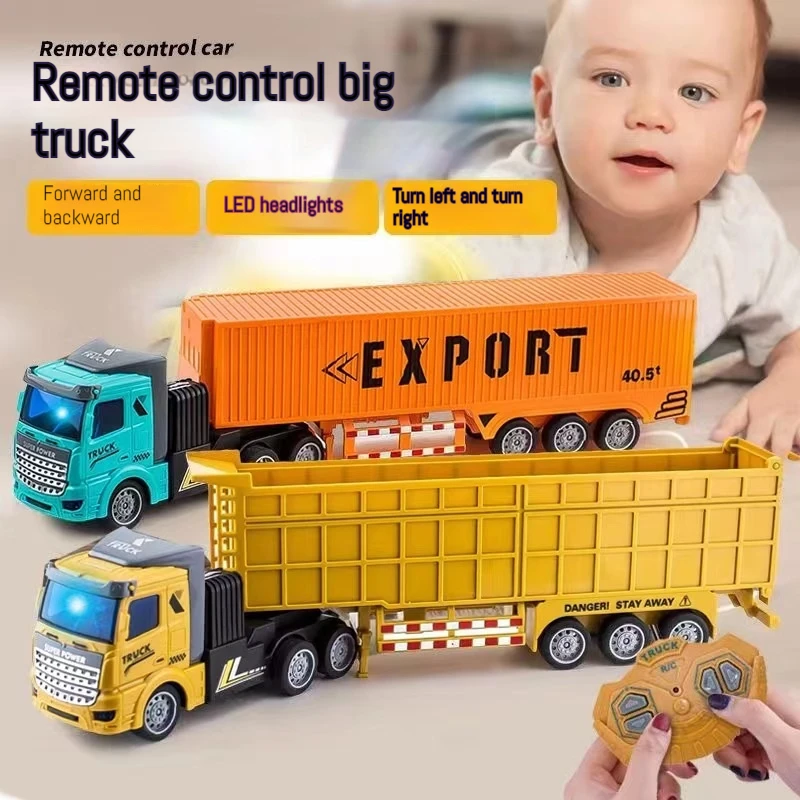 Children'S Wireless Remote Control Truck Semi-Trailer Cargo Cabinet Remote Control Electric Oil Tank Truck Trailer Dump Construc