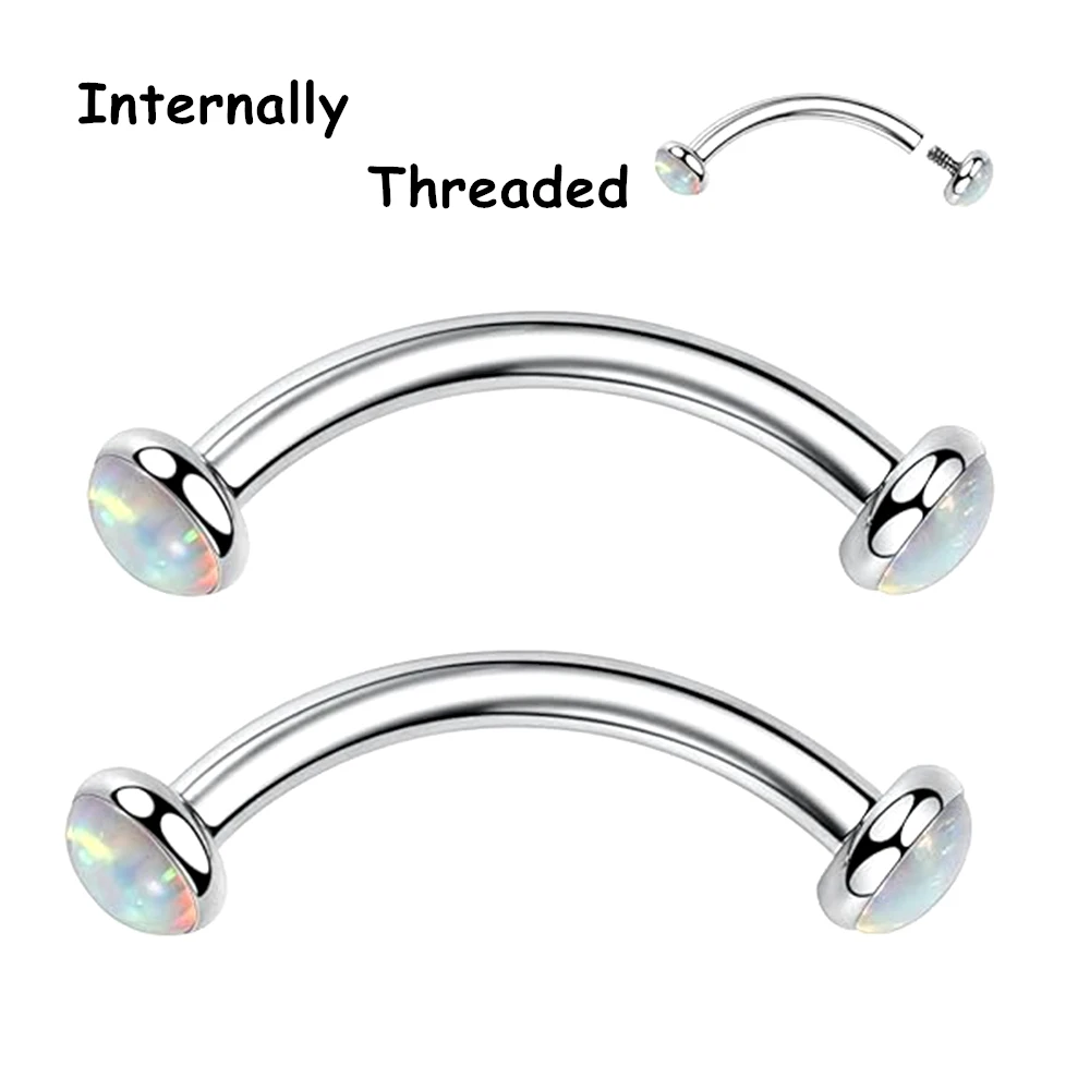 3/4/5 mm Opalstahl-Augenbrauenring mit Innengewinde, 6 mm – 14 mm Stab, gebogener Langhantel, Monroe-Lippen-Ohrstecker, Tragus-Piercing – Detail 3