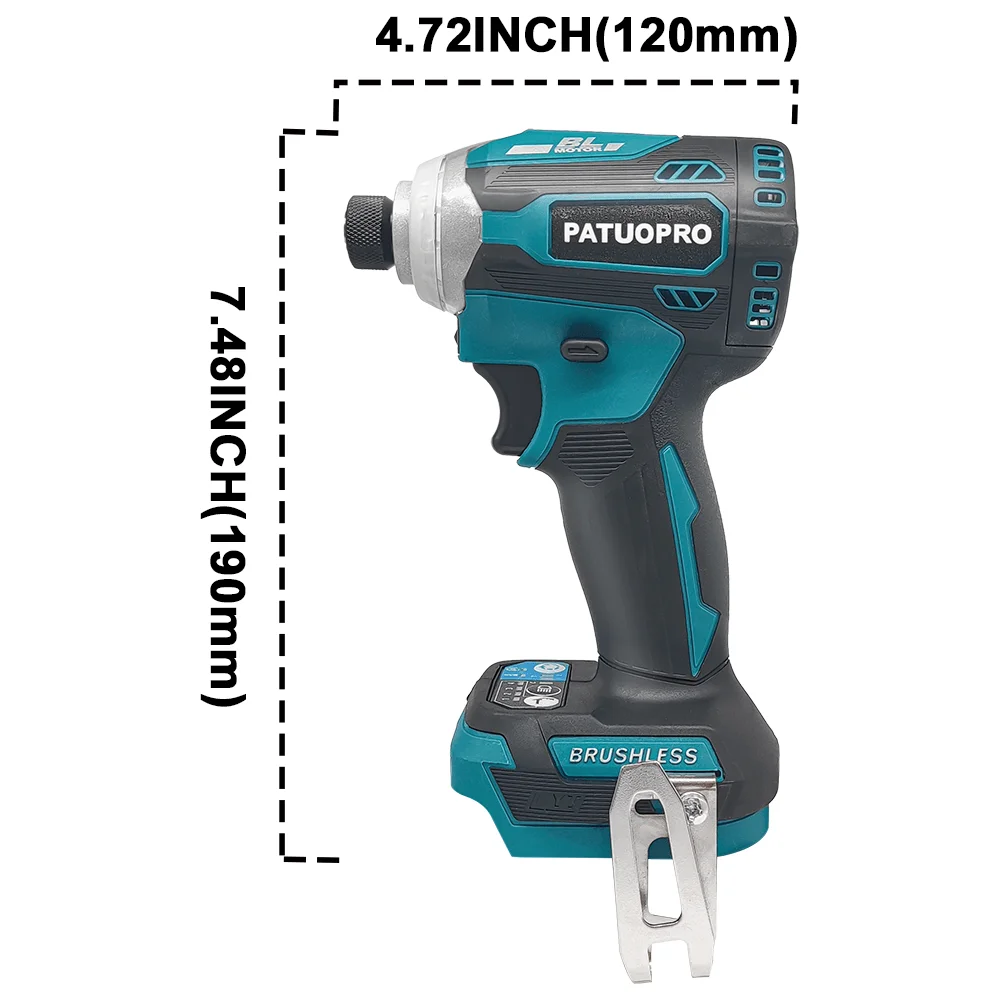 Cordless Brushless Impact Driver Kit Electric Screwdriver 4-Speed 1/4-Inch Hex 3-LED Light for Makita 18v Battery(No Battery)
