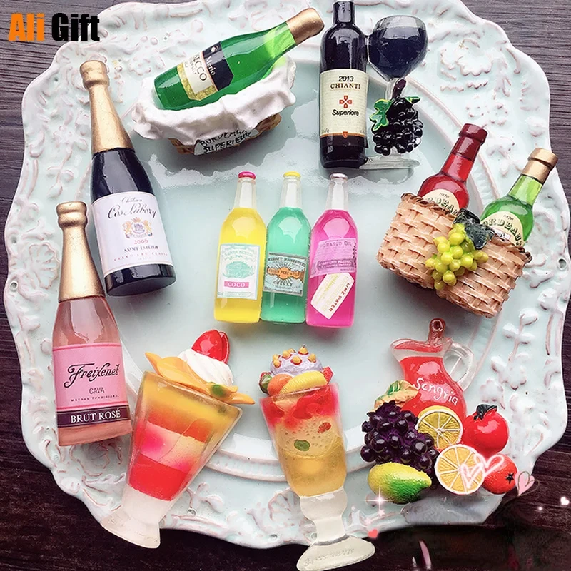 Creative Basket Fruit Juice Cup Bread Wine Aromas Refrigerator 3D Fridge Magnet Sticker Kitchen Decoration Accessories Magnets