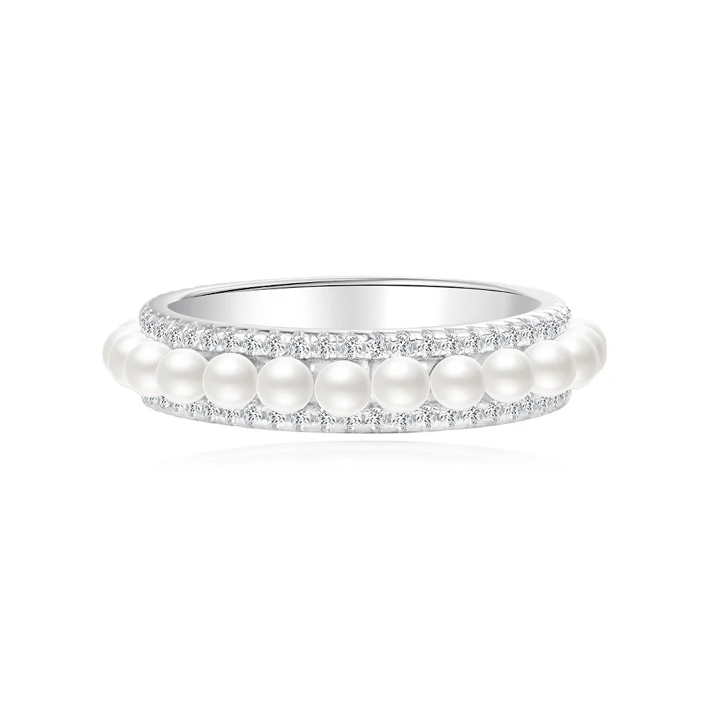 

Round and Flawless 2.5mm Full Circle Pearl S925 Ring with Fashionable and Elegant Temperament for Women