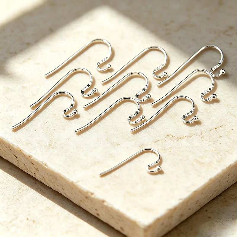 100PCS New Arrival Earring Findings Genuine 925 Sterling Silver Jewellery Ear Wire S Ball Hooks DIY Handmade Collections
