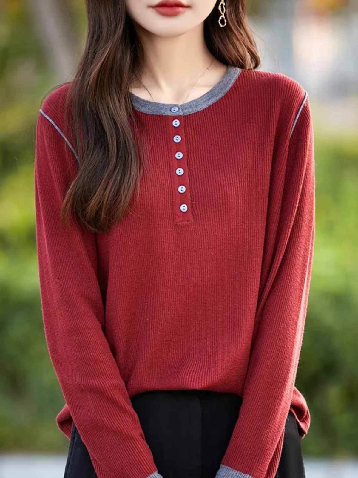 

plus Size Women's Knitted Top Color Blo round Ne Base irt Autumn Winter Slimming Belly Cover Faionable Commute Sle