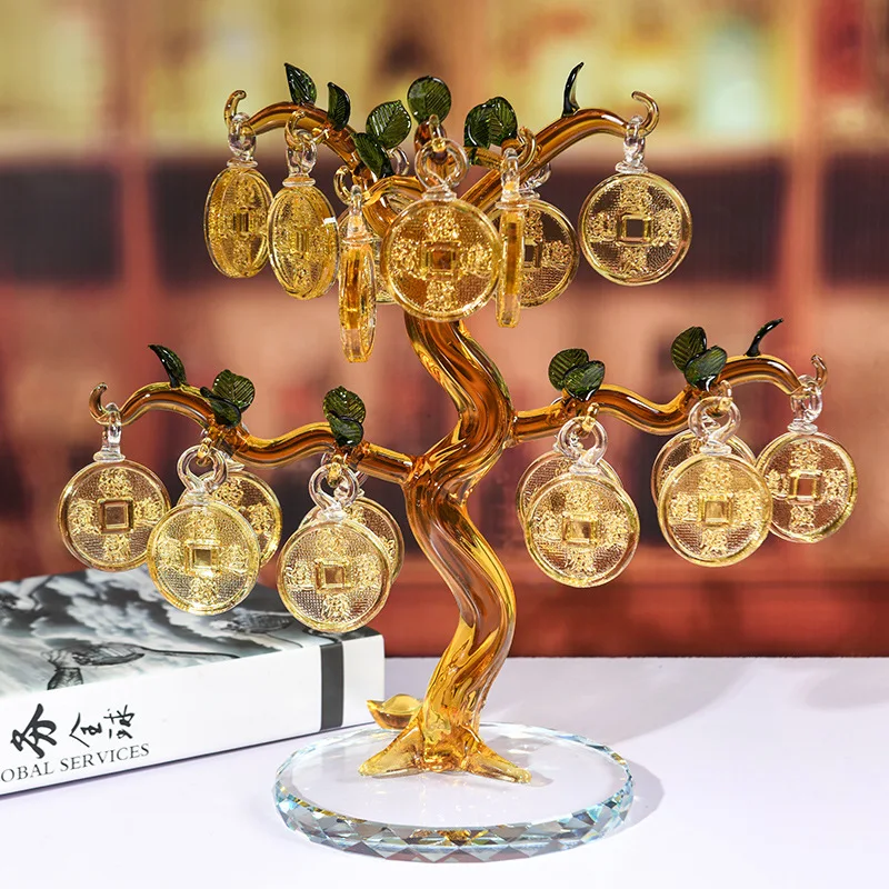 Topaz Fortune Tree Ornament  Feng Shui Fortune Decoration  Office Desktop Decor Home Furnishings Crystal Stone