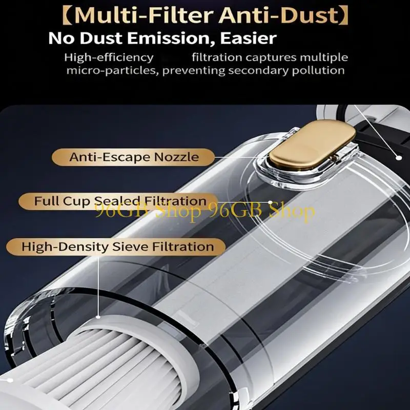 96GB Rapid Mobile Vacuum 80000RPM Nonbrush Motor 16000Pa Absorption 3 Modifiable Pace Transportable Shih tzus Car Detailing and