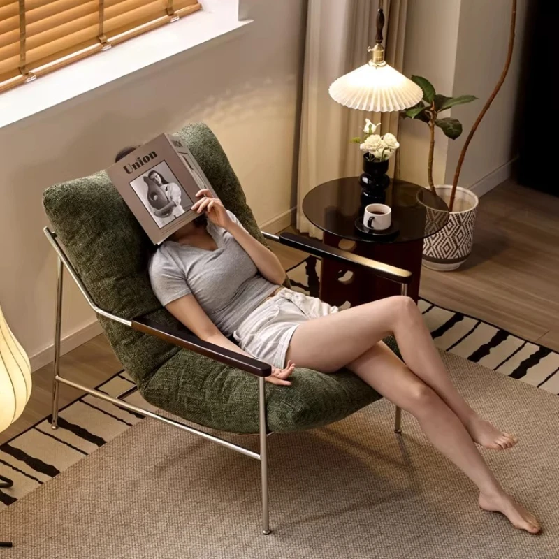 Medieval style leisure sofa chair living room modern Internet celebrity lazy single chair stainless steel