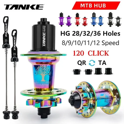 Buje de Bicicleta TANKE MTB 120 Click Hub, 6 Rodamientos, Delantero y Trasero, 28, 32, 36 Agujeros, Freno de Disco QR, Cubo de Bicicleta Silencioso, 6 Trinquetes, TH390