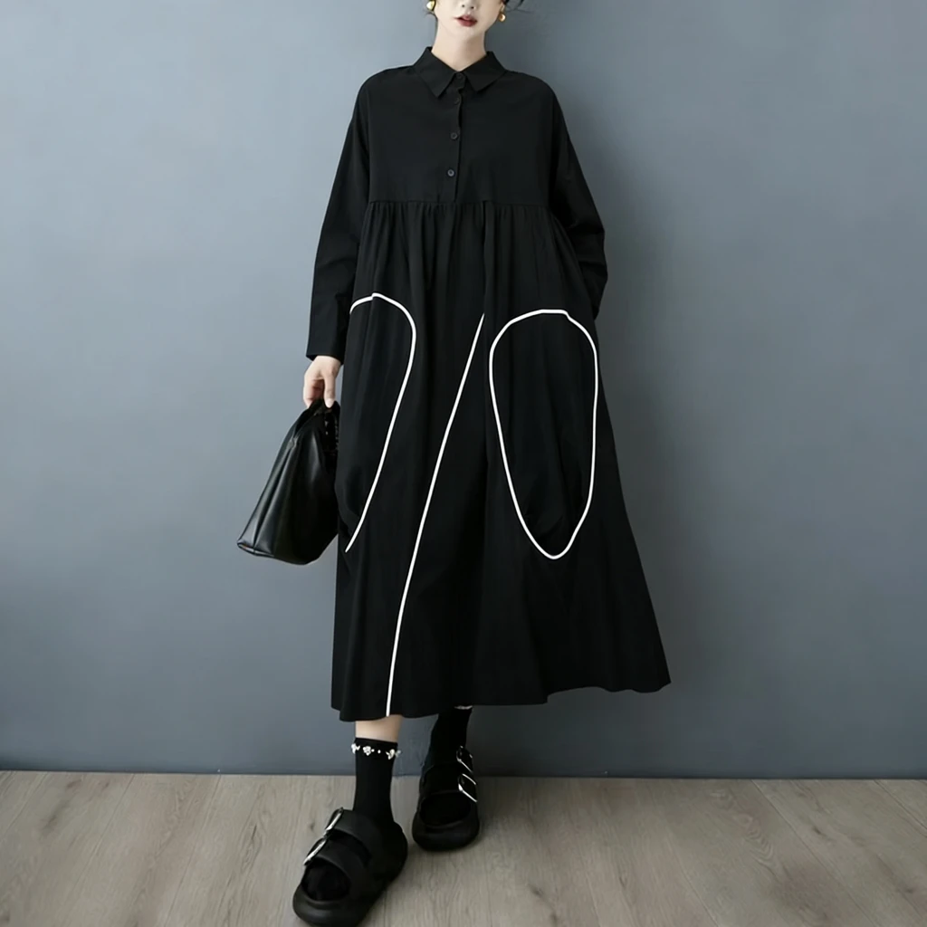 SuperAen Vestido Camisa Assimé - Korean Style A Line Shirt Dress avaliação e preço