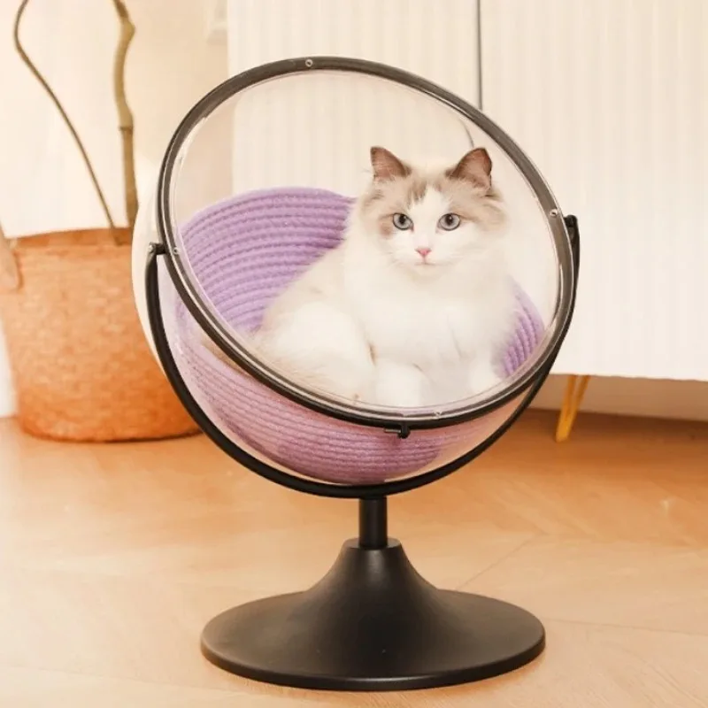 

Acrylic Cat Bed Transparent Pet Cat Beds Puppy Small Dog Kitten Cats Globe Bed Pet Large Space Capsule Hammock Furniture House