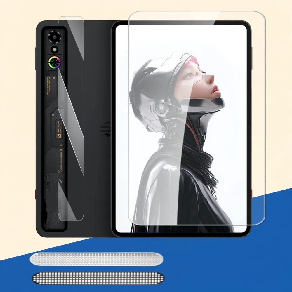 1 conjunto protetor de tela para redmagic astra gaming tablet 9h película protetora de vidro temperado hd filme poeira malha lente protetor conjunto