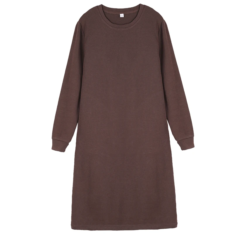 Nueva camiseta básica holgada y adelgazante de primavera y otoño para mujer, falda informal de manga larga a la moda y versátil