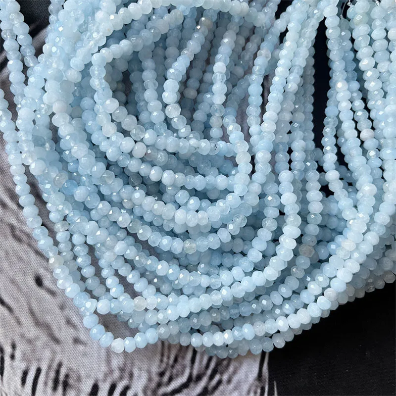 4*6MM Faceted Aquamarine Bracelet Vintage Natural Stone Jewelry Noble Elegant Exquisite Beaded Hand ChainWomen Boho Geometric