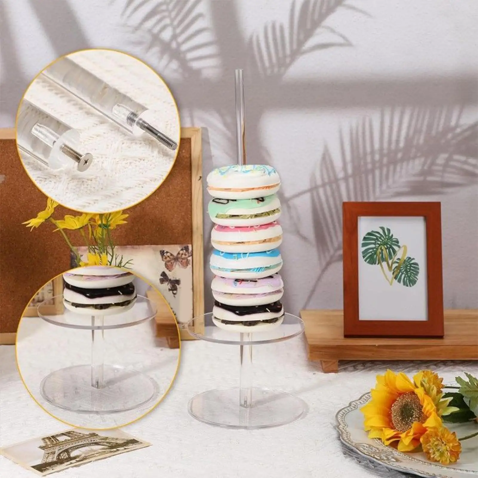 

Подставка-держатель для пончиков, 4 шт., акриловый нескользящий десертный стол, баблины, башня, прозрачный держатель-базель, подставка для дня рождения, свадьбы ребенка
