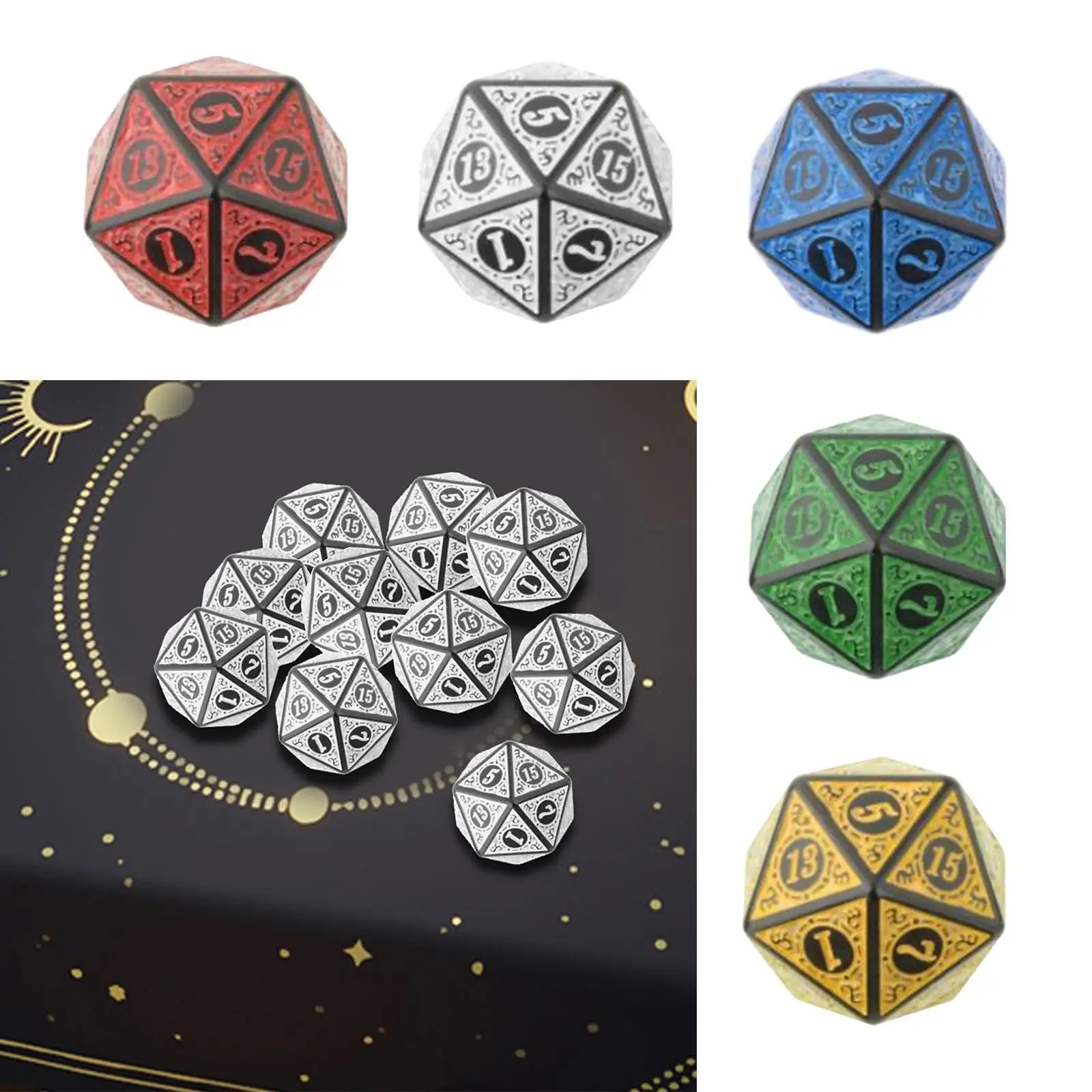 ตัวอักษรภาษาอังกฤษ 20 ด้าน 10 ชิ้น น้ำหนักเบา อุปกรณ์เสริมพกพา ขนาด 20 มม. สำหรับการสอน เกมสวมบทบาท ของเล่น ของขวัญ DND