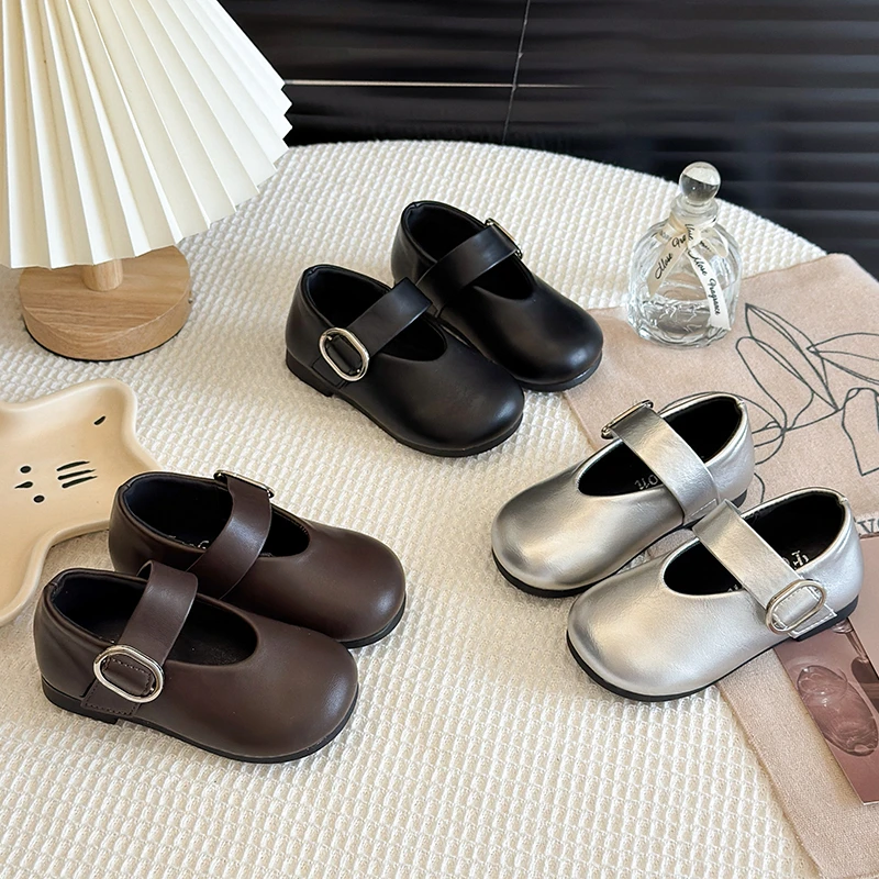 

2025 Autumn New Children Princess Leather Shoes for Girls Fashion Korean Style Soft Bottom Anti-slippery Versatile Wedding Shoes
