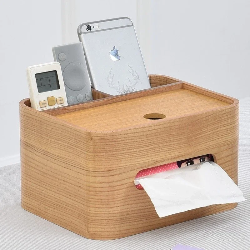 

Solid wood tissue box, paper Q box, simple remote control for home living room dining table