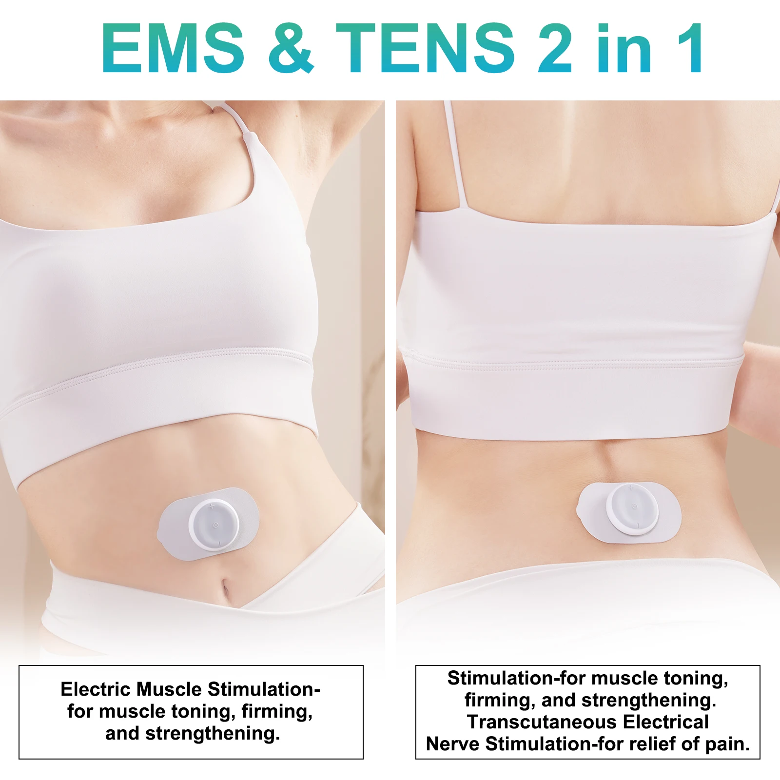Masgre Wireless TENS EMS Unit - Pads for Electric Muscle Stimulator - Designed for Lower Back, Arm, Shoulder, Leg, and Foot