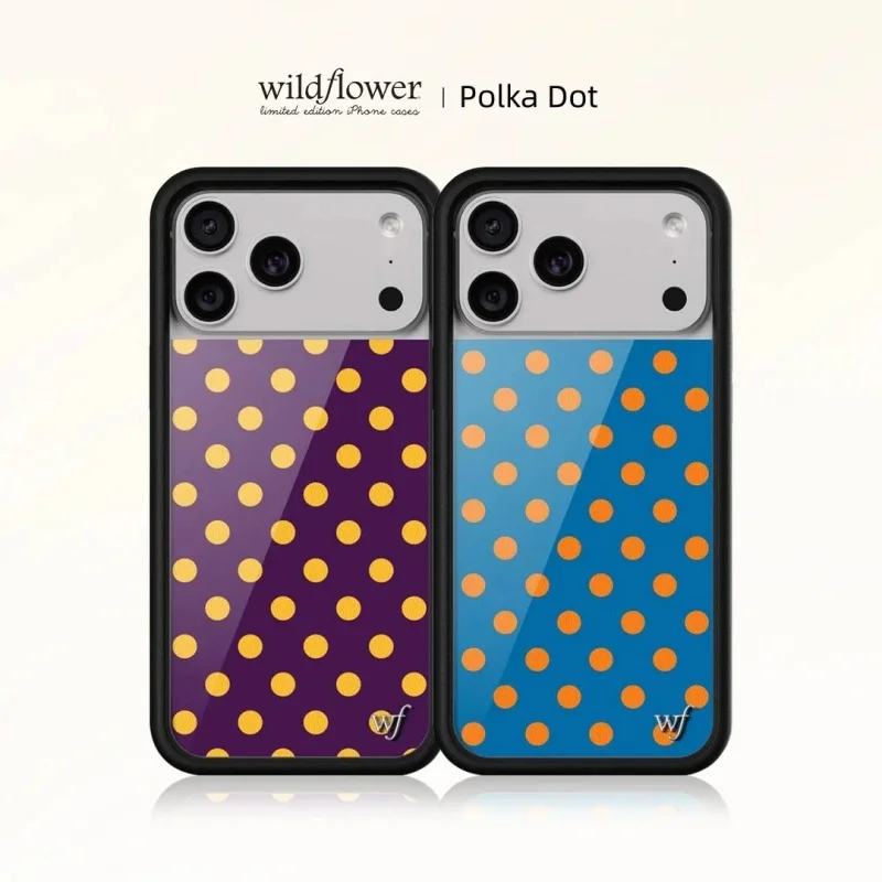 

Popular 3D black white yellow Purple Polka Dots Wildflower Case For iPhone 12 13 14 15 16 17Pro Max Plus Wave point wf Cover﻿﻿﻿﻿