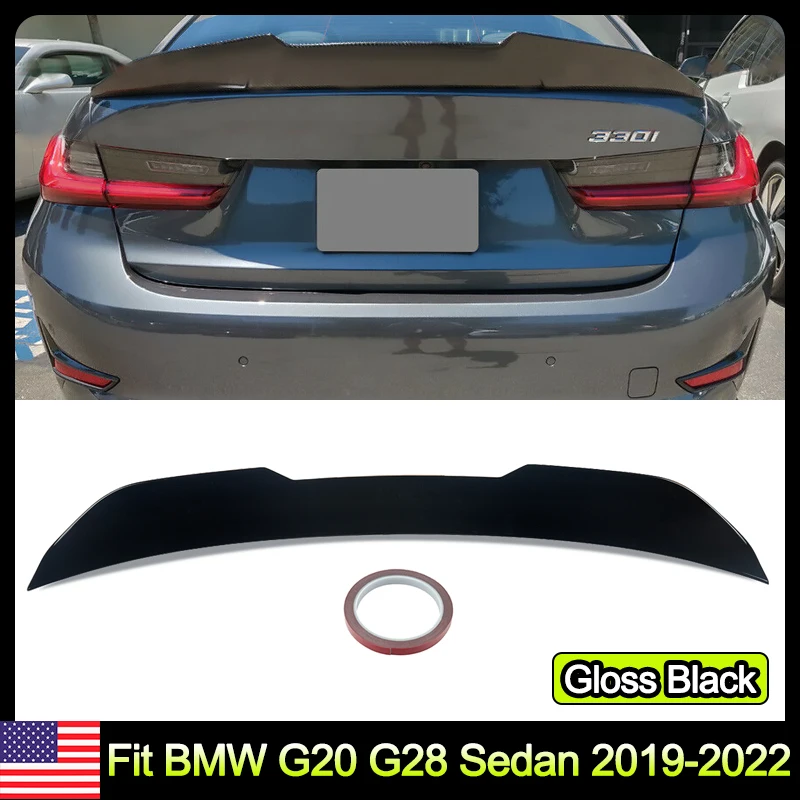 

Magickit PSM Style Rear Trunk Lid Spoiler Glossy Black For 2019-2022 BMW G20 330i M340i G80 M3 Rear Tail Wings