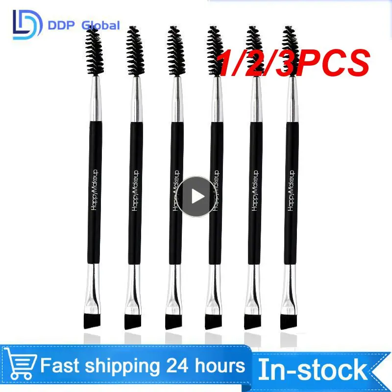 1/2/3PCS Portable Size Women Facial Makeup Cosmetic Eyebrow Brush Tool HappyMakeup Double Head Wooden Handle Eyebrow Brush Comb