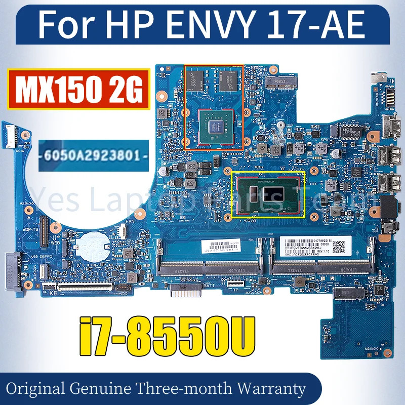 6050A2923801 For HP 17-AE Laptop Mainboard L02141-601 SR3LC i7-8550U MX150 N17S-G1-A1 Notebook Motherboard 100％ Tested