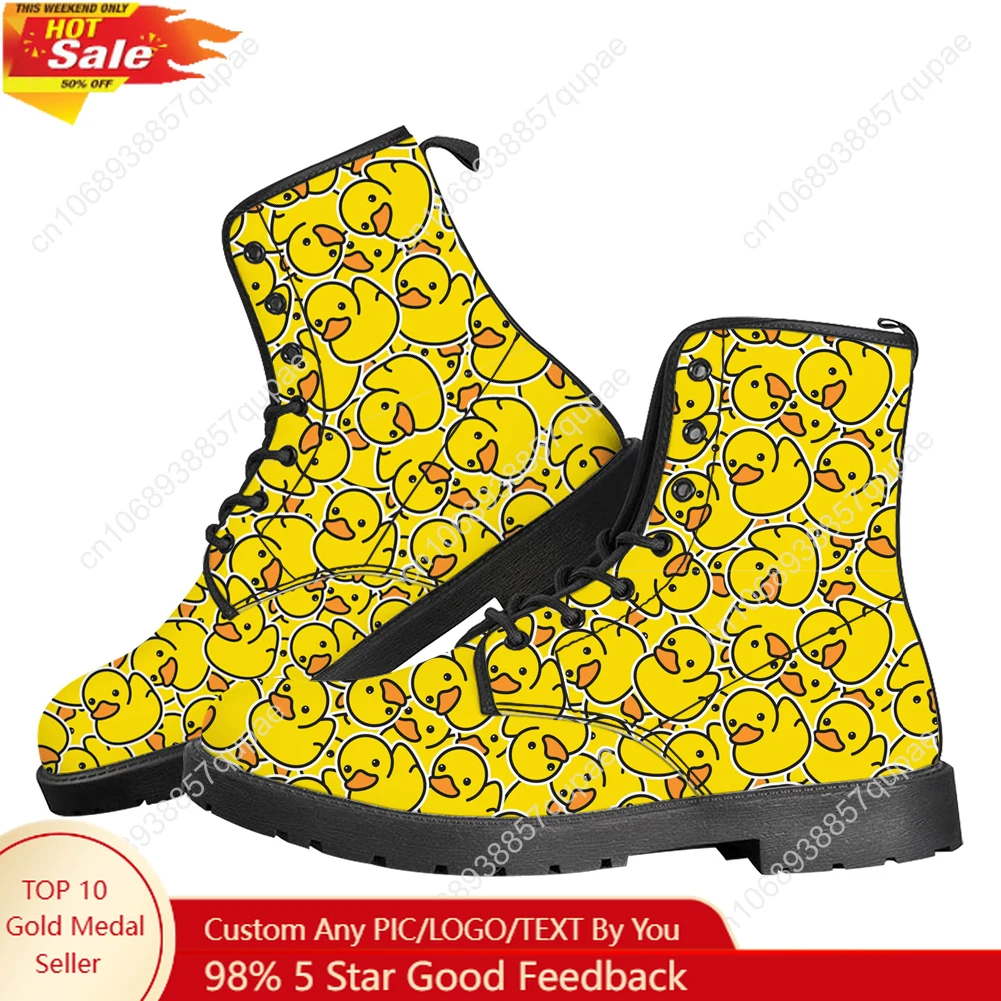

Yellow Duck Printed Pattern Comedy Casual Boots Mens Women Teenager Shoes Retro 3D water proof Boot Outdoor Customize Made Boots