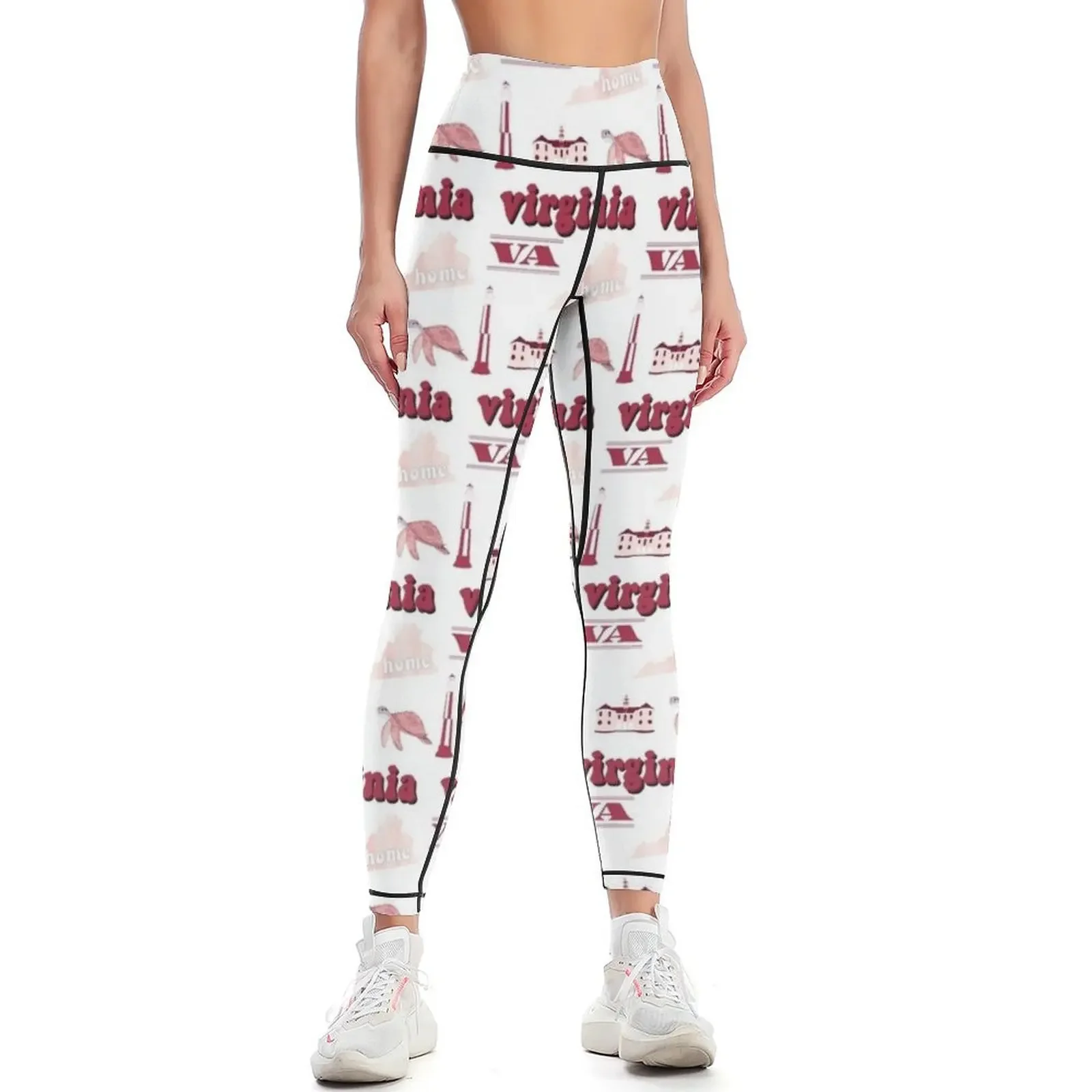 

Maroon Watercolor Virginia US State Sticker Pack Leggings legging gym Pants sport sports for push up Womens Leggings