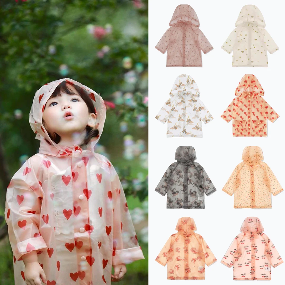 2024 New KS Children\'s Raincoat Cartoon Lemon Cherry Pattern Cute Rainwear Boys Girls Brand Waterproof Rain Coats