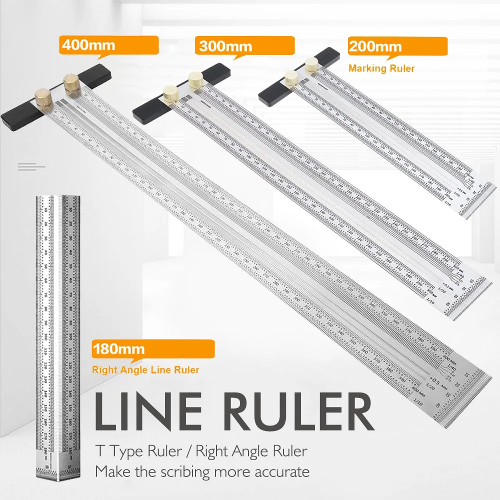 

Stainless Steel T Type Hole Ruler Scribing Woodworking Marking Measuring Tool Silver Right Angle Scribing Ruler