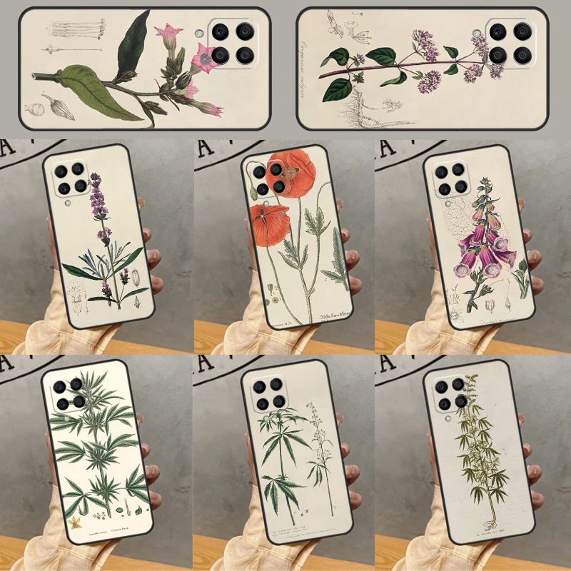 Botanical Drawings Flowers Case For Samsung Galaxy M13 M34 M54 M14 M12 M22 M32 M52 M11 M21 M31S M23 M33 M53 M20 Cover