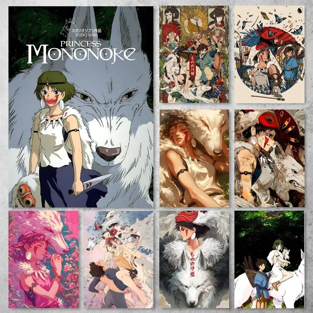 Póster de película de Anime P-Princess M-Mononoke, impresión de alta calidad, pegatina artística de pared impermeable para decoración de sala de estar y bar, regalo