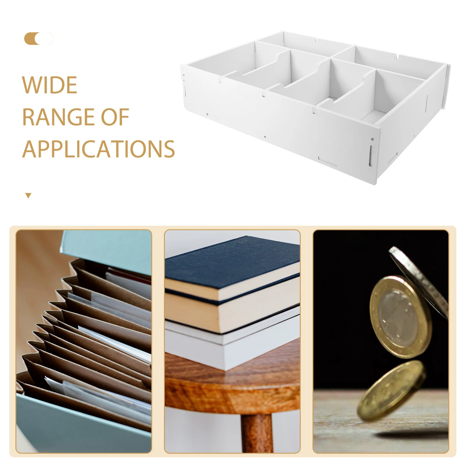 

Multi-Grid Desktop Storage Box for Bills Coins and Financial Documents Organizer Case Compact Money Tray Holder Cash Sorting