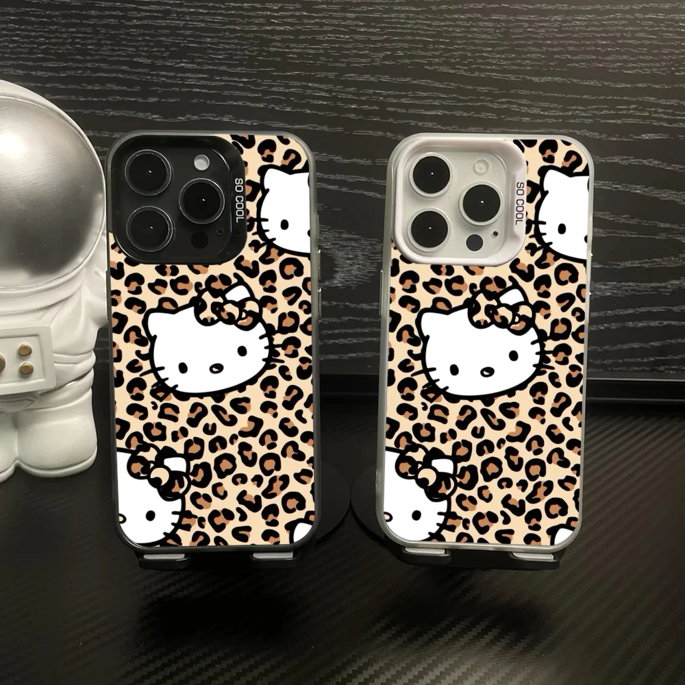 Brązowy wzór w cętki Hello Kittys Etui na telefon IMD Kolor Srebrna obudowa do iPhone'a 16, 15, 14, 13, 12 Pro Max Plus