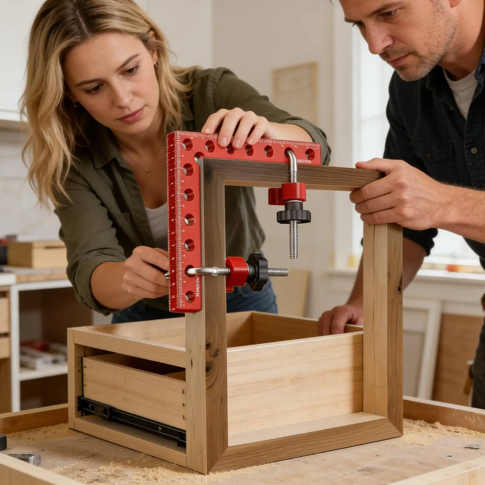 90 Degree Corner Clamps Aluminum Alloy Right Angle Framing Jig 90 Degree Positioning Squares For Woodworking Drawers Cabinets