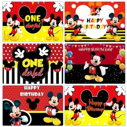 Disney Cartoon Mickey Minnie Boy Girl Happy Birthday Party Background Decoration Baby Shower Photography Banner Props