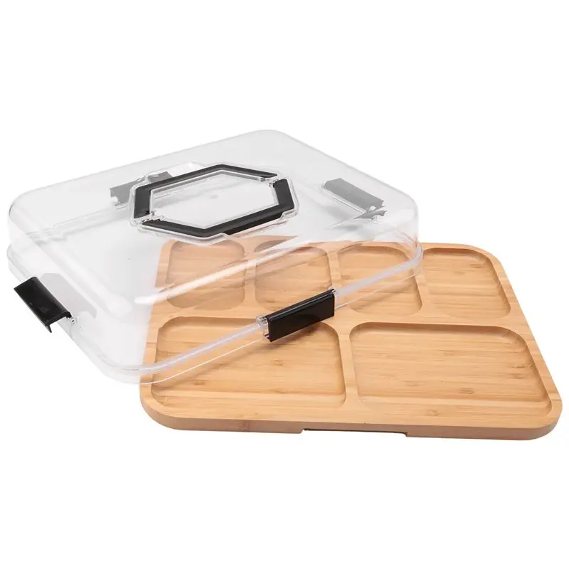 A26I-New Home Gift, Travel Portable Charcuterie Board With Clear Lid For Kitchen, Cheese Board Boxes Cutting Boards