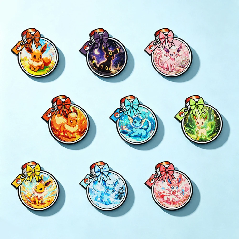 9Pcs Cute Eevee Umbreon Fox Bottle Enamel Pin Anime Elf Sylveon Metal Brooch Lapel Badge For Clothes Collect Decor Jewelry Gift view 3