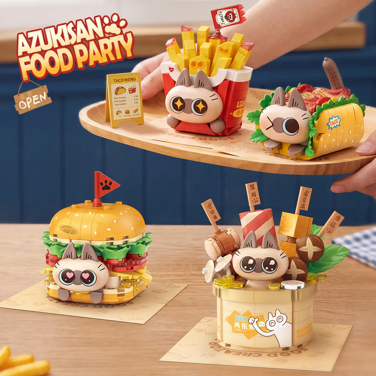 LOZ Little Red Bean Paste Food Party Building Blocks Set Creative Toys Ornament Educational Model Assembly Toys Birthday Gift