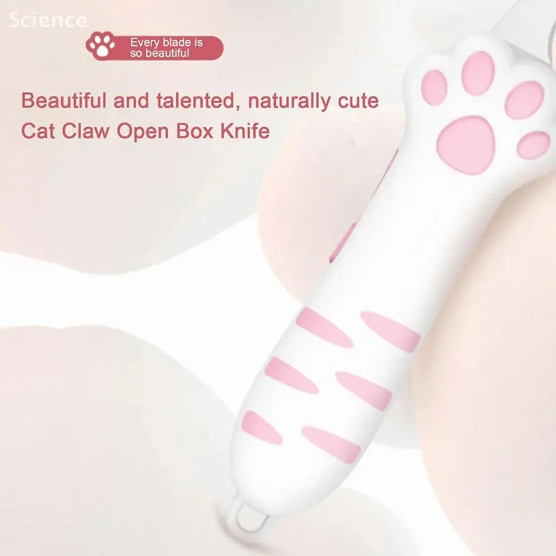 لطيف القط باو سكين صندوق القاطع القط مخلب تصميم صندوق ورقة سكين قابل للسحب القط خدش سكين كرتون شريط عزل القاطع