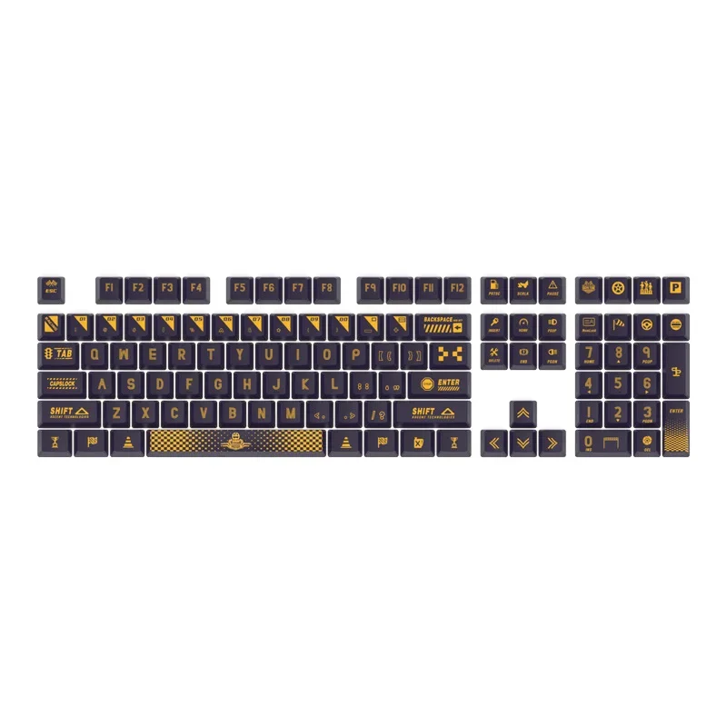 Racing pilot 61/87/104/108 mechanical keyboard cap pbt sublimation purple gold color matching keycap