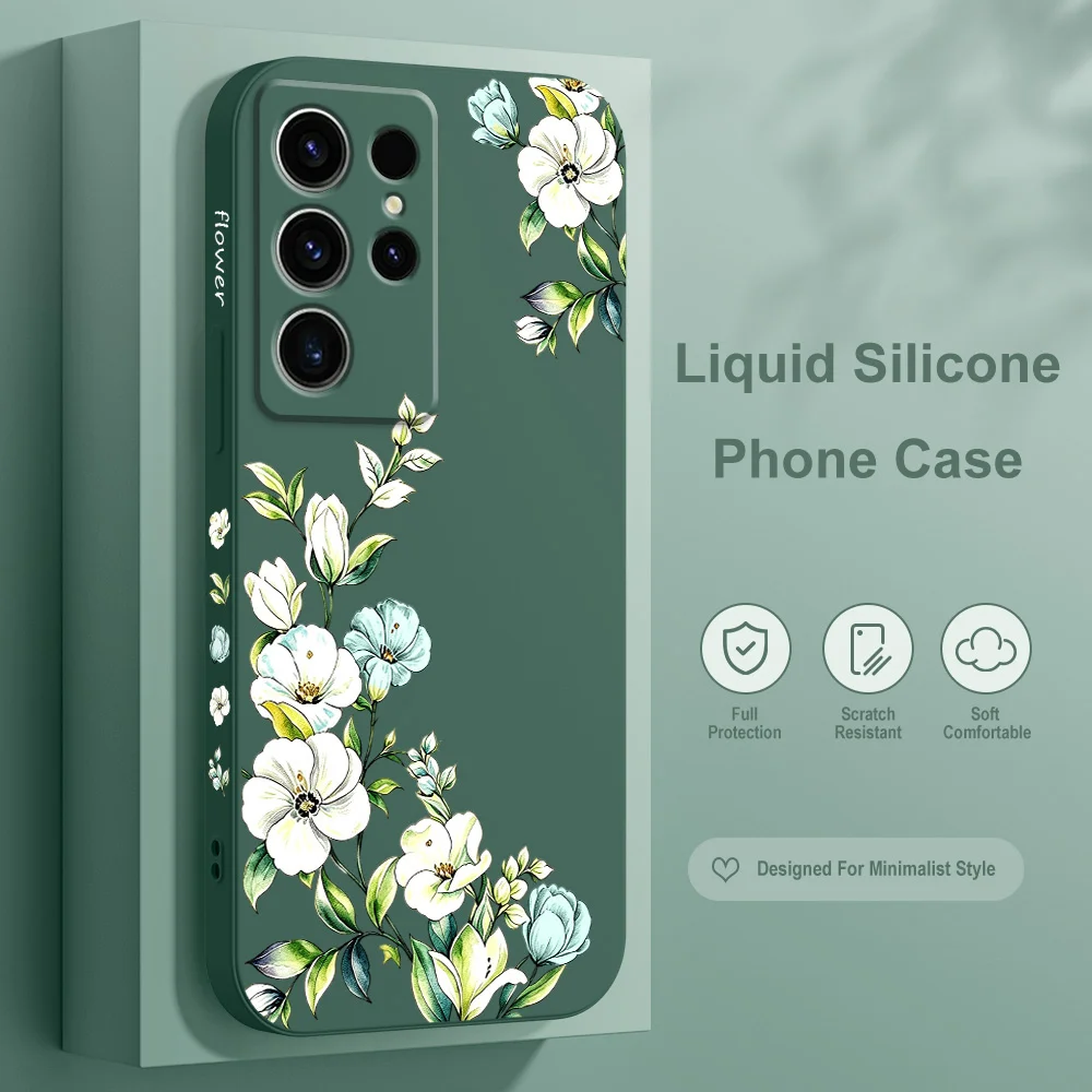 Corner Bloom Phone Case For Samsung Galaxy S26 S25 Edge S24 S23 S22 S21 S20 S10 FE Plus Ultra Silicone Soft Cover
