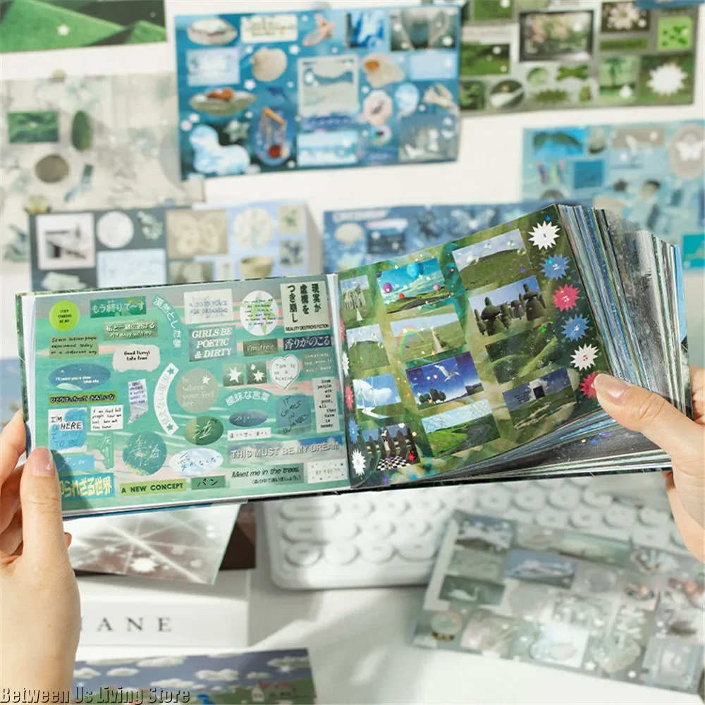 

PVC Vintage Style Dreams Sticker Book 72 Sheets PET for Craft Supplies DIY Scrapbooking Material Girls Diary Sticker Gift