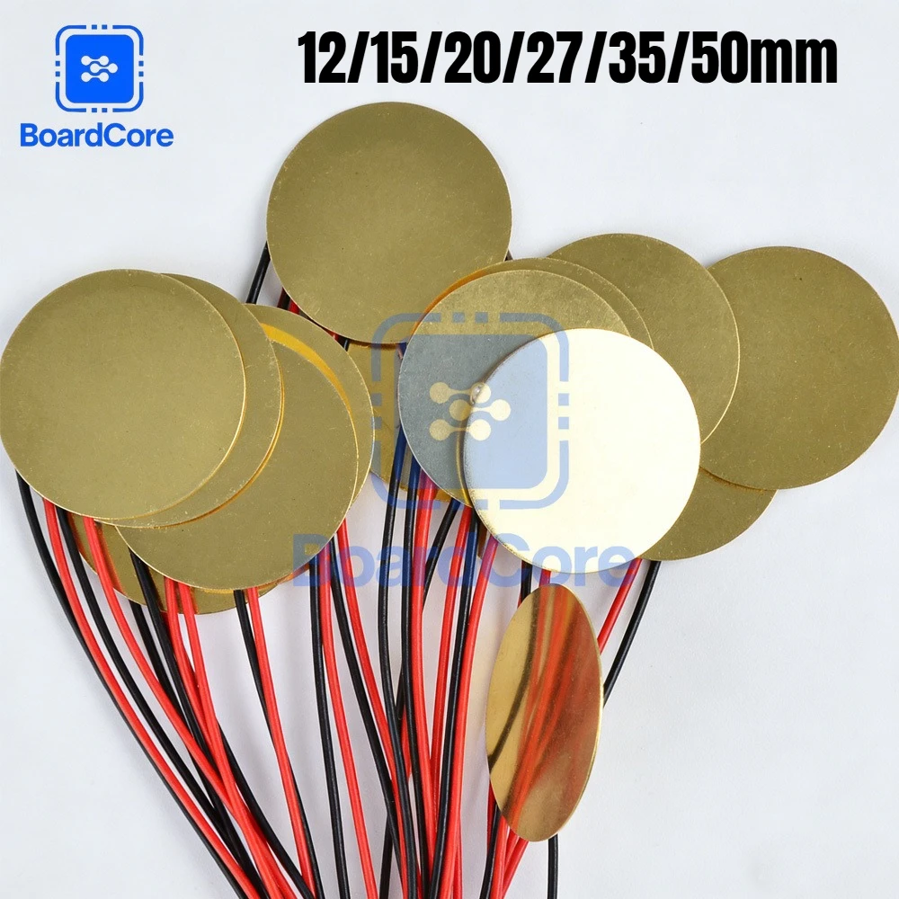 5/10/20pcs Piezoelectric Ceramic Discs 12MM 15MM 20MM 27MM 35MM 50MM Piezo Buzzer Elements with Wires for DIY Audio Projects