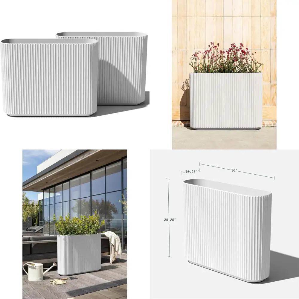 

Современный уличный кашпо для переднего крыльца, патио, заднего двора — прочный композит из пластика и камня, современный декоративный дизайн