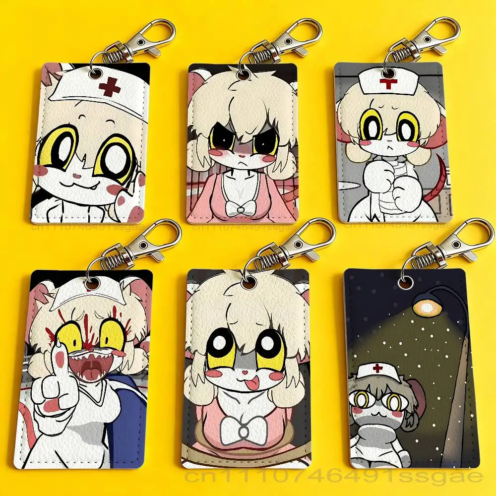 

T-Terrible M-Mouse L-Lorna Card Case Leather Card Holder Keychain Key Ring Door Access Tags ID Card Case Keychain