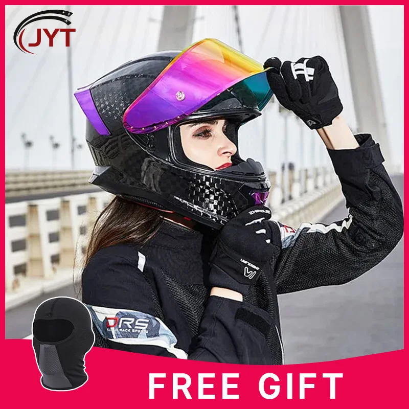 

Unisex 3K Carbon Fiber Motorcycle Helmet HD Visor Four Seasons DOT Approved Full Face Helmet Capacete De Moto Masculino